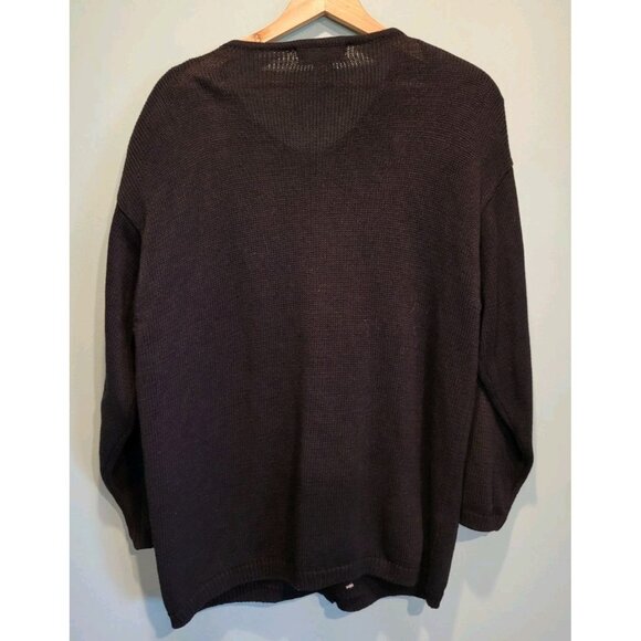 Vtg DressBarn Black Gold Red Embroidered Pointsetta Holiday Cardigan Sweater 24 - Picture 5 of 7